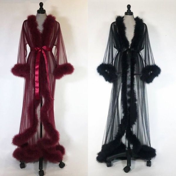 

Robe de mariÃ©e women bathrobe faux fur leepwear heer nightgown long leeve long robe pa