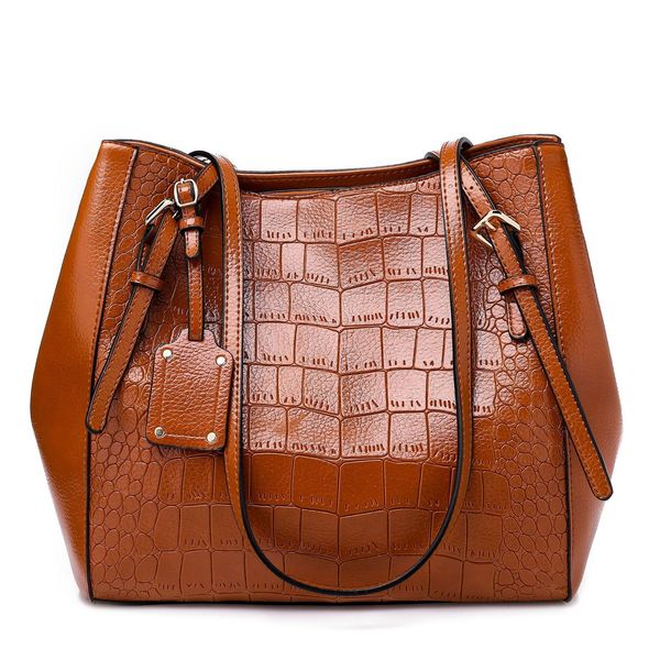 

fashion big bag new solid color women bag crocodile pattern handbag