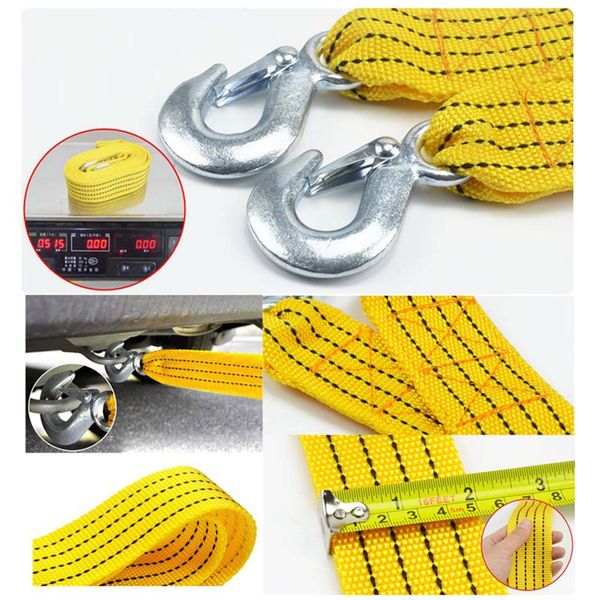 

4m heavy duty 5 ton car tow cable towing pull rope strap hooks van road recovery