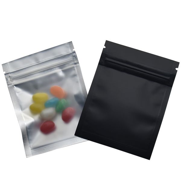 

100 pieces matte clear / black aluminum foil resealable packing bags 7.5*10cm reclosable mylar zipper ziplock bag gorcery food pack pouch