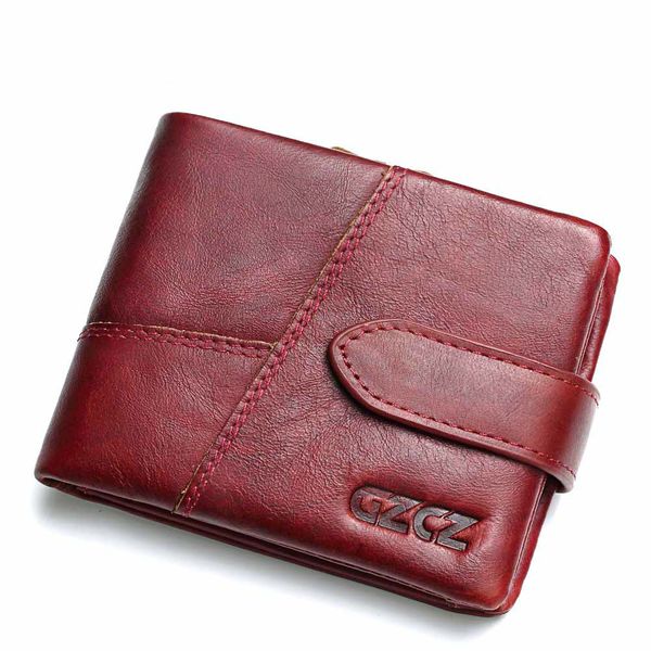 

ma'am ladies wallet purse genuine leather short fund three fracture small change split joint hand package wallets european purses for w, Red;black