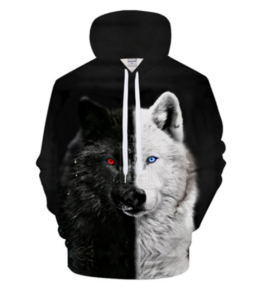 

new fashion cool sweatshirt hoodies 3d print mens womens casual wolf fashion style streetwear clothes rl0161, Black
