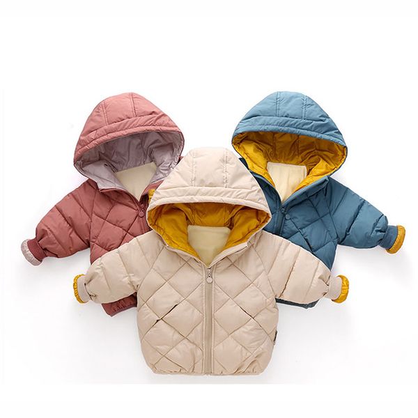 

boys girl winter designer coat fashion casual children solid color long sleeve hooded down coat kids clothing, Blue;gray