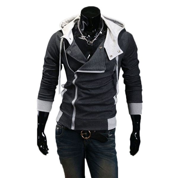 

men zip up hooded sweatshirt slim fit autumn coat warm outwear nyz shop, Black;brown
