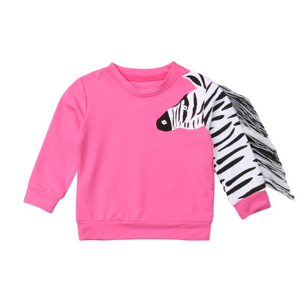 

zebra tassels hoodies toddler kids baby girls 3d zebra cotton shirt sweatshirt clothes children girl autumn sweatshirt, Black