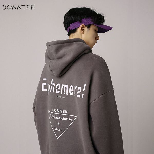 

hoodies men printed letter hooded front pocket coat loose streetwear ulzzang student boy retro fashion hoodie male cool new, Black