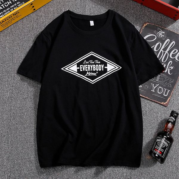 

the new trend of japanese boys wild wind loose letters printed in hong kong tide brand korean students short-sleeve t-shirt, White;black