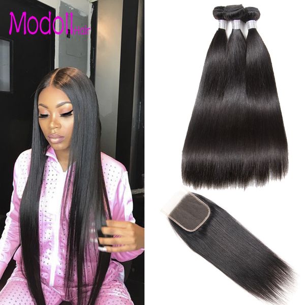 

brazilian straight virgin hair weave bundles with closure straight hair bundles with closure remy human hair bundles with closure dhgate, Black;brown