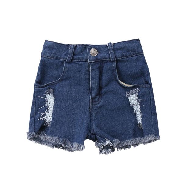 

fashion summer baby boys girls holes short denim jeans 2018 new solid kids stretch ripped pants, Blue