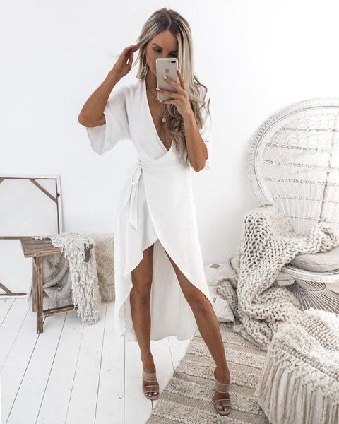 

v lead irregular loose dress longuette ladies summer dresses woman