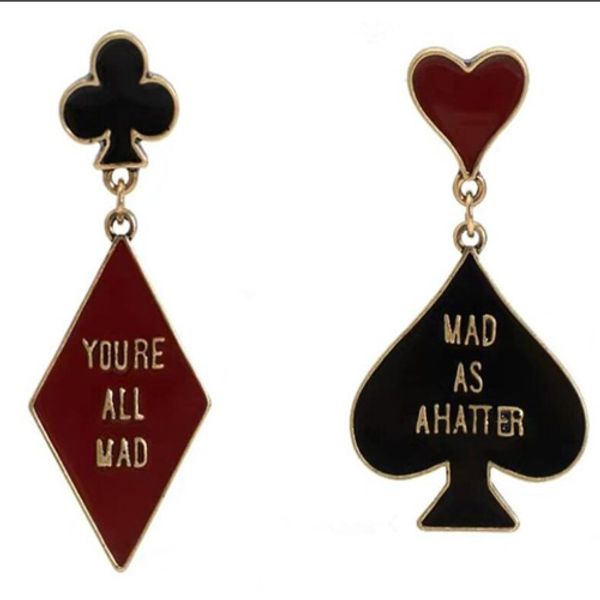 

fashion poker spades clubs dangle earrings acrylic drop earrings women creative jewelry anti-allergic peach heart accessories, Golden