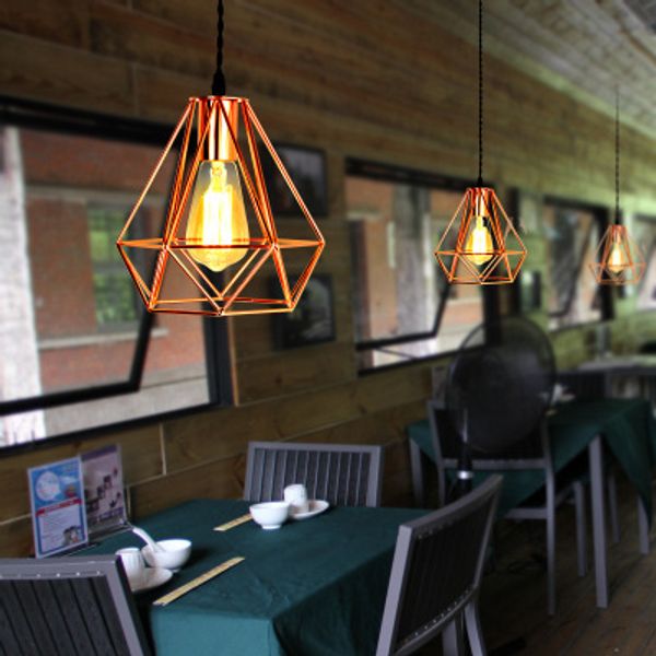 Modern Rose Gold Pendant Light Diamond Hanging Lamp Pink Gold Suspension Droplight For Dining Room Bedroom Restaurant Bar Track Pendant Lighting