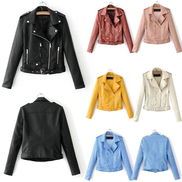 

jaycosin coat women ladies suede leather jackets zip up biker female casual coats woman flight coat 19july31, Black;brown