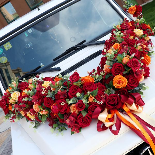 

king v-shaped main wedding car decoration set tangerine wedding simulation rose ying qin float arrangement