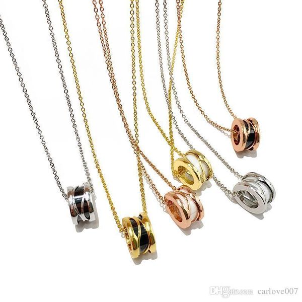 

luxury design jewelry love pendant necklace men women black white ceramic necklace rose gold silver pendant chain titanium steel necklace