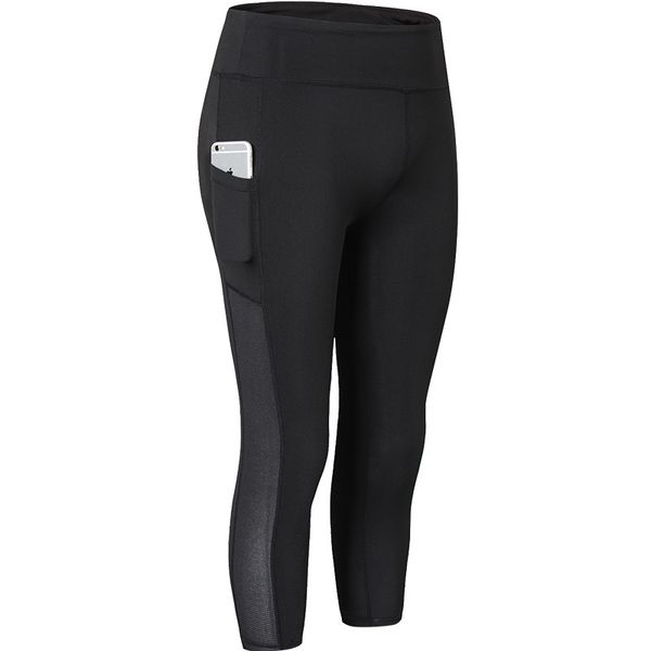

yoga outfits 3/4 women quick dry pocket pants women's compression gym fitness running leggings sport tights calf-length, White;red