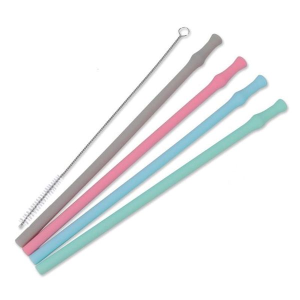 

1pcs/4pcs grade silicone drinking straws folding straight straw w/cleaning brush