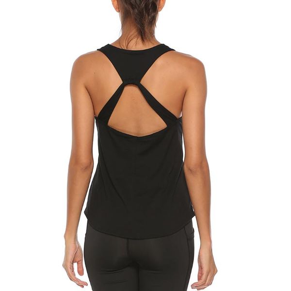

fashion backless workout running tank sports womens gym clothes casual summer ladies solid vest female blusas, White