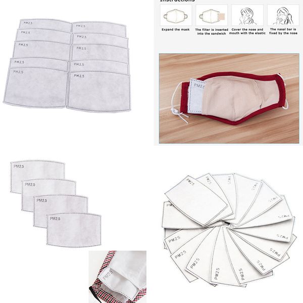 

mascarillas pads 5 layer pm 2.5 filter dustproof mask core replacement mask only pad