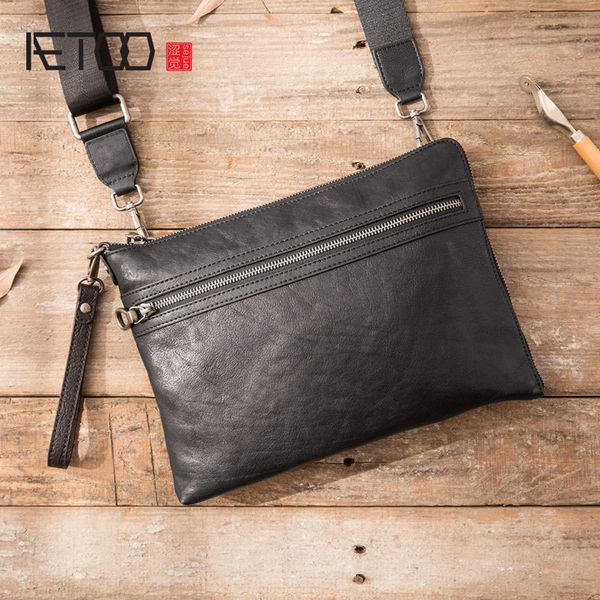 

aetoo men's handbag clutch bag envelope men's leather new soft leather large capacity clutch bag messenger shoulder