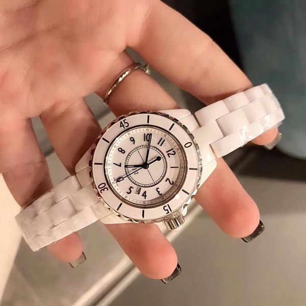 

высокое качество роскошных женщин часы топ брендов керамики 33мм циферблат японский кварцевый дизайнер часы для дам девочек лучший подарок в, Slivery;brown