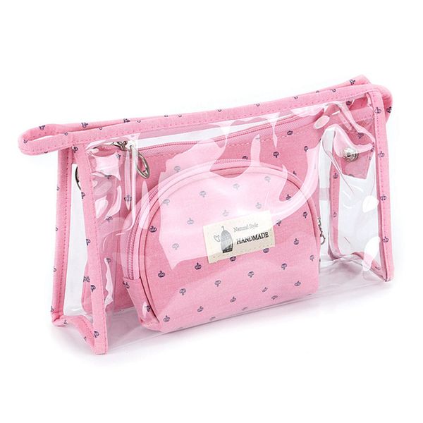 

3pcs/set fashion brand cosmetic bags waterproof neceser portable make up bag women pvc pouch travel toiletry bag