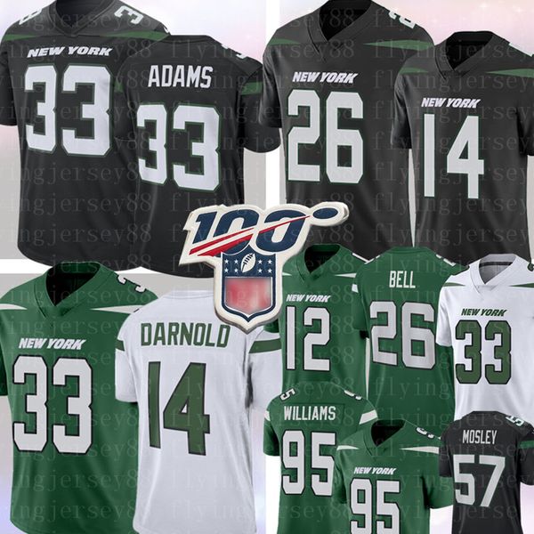 

new 33 jamal adams york # jet 26 le'veon bell 14 sam darnold jersey 95 quinnen williams 12 joe namath c.j. mosley football, Black;red