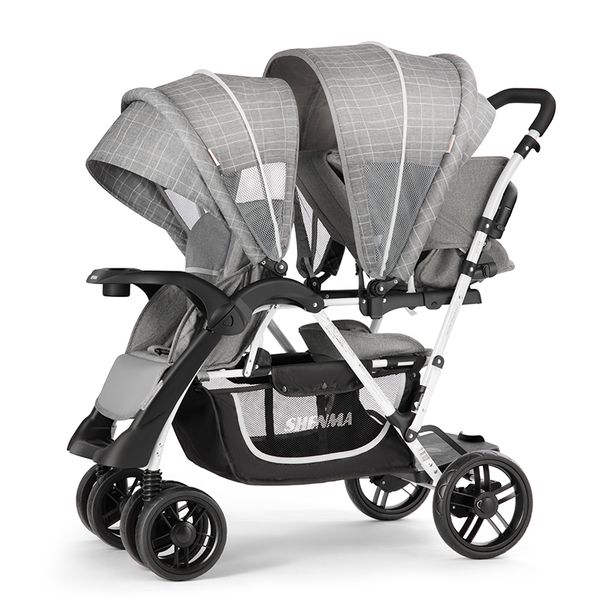 

shenma two-child travel double trolley god size baby twin baby sitting in the children's car rain cover