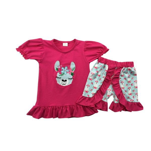 

комплект одежды для младенцев девочек с хлопчатобумажной тканью вышивки аппликации дизайна детьми летней одежды для животных одежды, White