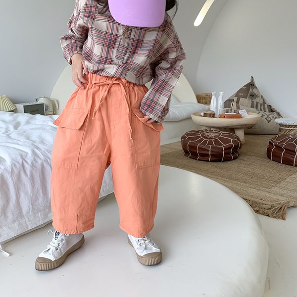 

children clothing spring 2020 new boy girls solid color loose leisure pants, Blue