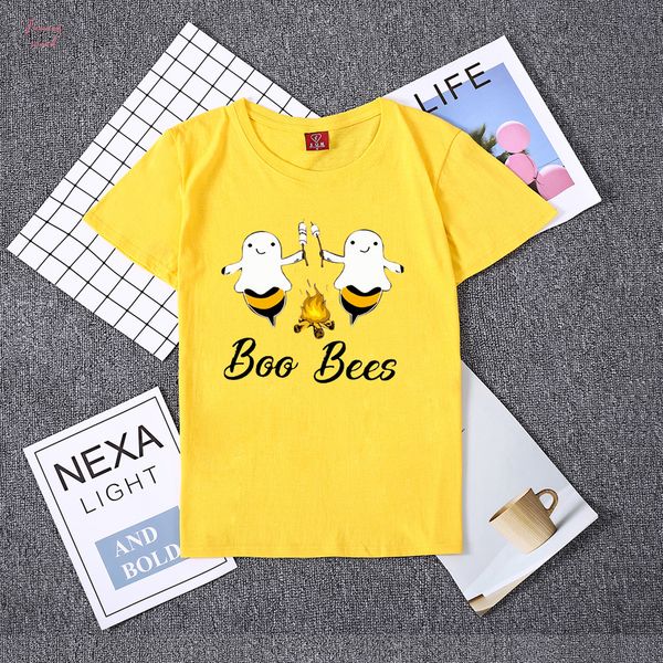 

halloween party women t shirt lovely funny boo bees couple halloween t shirt women short sleeve tees female gift, White