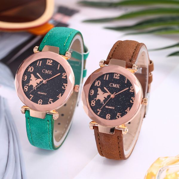 

classic gentlemen girls cmk women's's casual quartz leather band new strap watch analog wrist watch, Slivery;brown