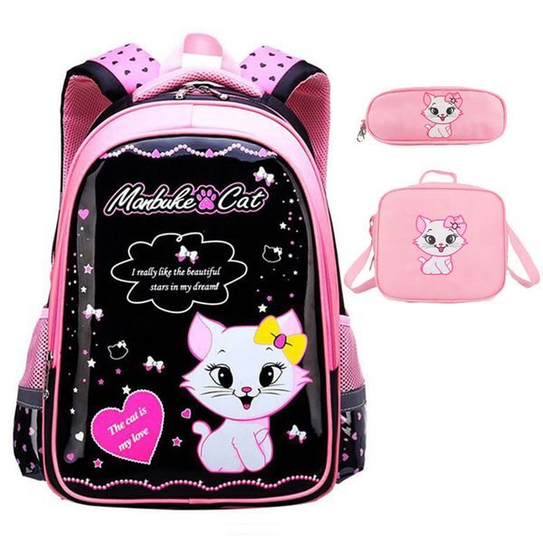 

for cut cat girl cartoon pattern backpack waterproof nylon kids children school bag mochila infantil rucksack