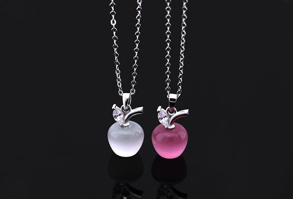 

2019 new original crystal from austrian apple necklace cute cat eye fashion jewelry fit women and female, Silver
