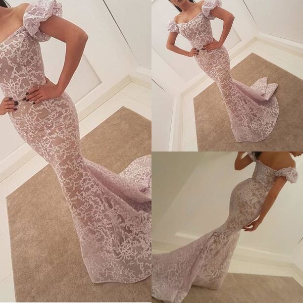 

new arrival fitted 2020 exquisite gown lace mermaid floor length evening dresses prom dresses arabic dress prom party gowns, Black;red
