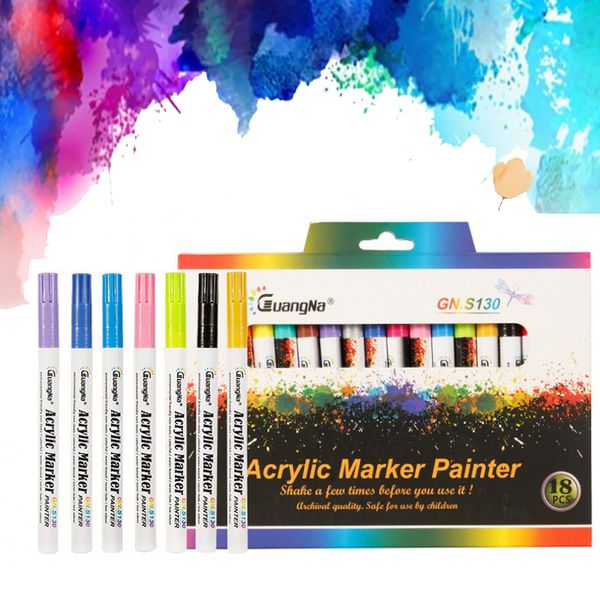 

12/18 colors 0.7mm acrylic paint marker pen art marker pen for ceramic rock glass porcelain mug wood fabric canvas painting