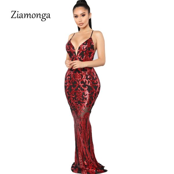 

ziamonga sequined maxi party dress stretch floor length sequins backless mesh bodycon dresses v neck full lining long dress, Black;gray