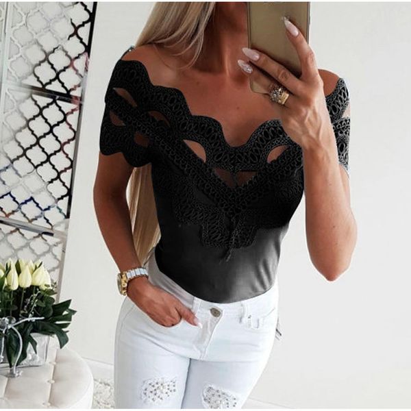 

lace splice vest women summer v neck solid blouse lady sleeveless slim tank womens ropa mujer verano 2020#p30, White