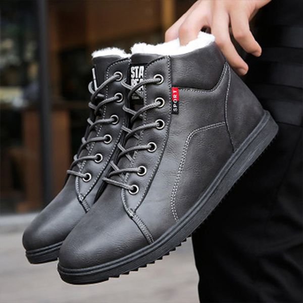 

Warm Snow Boots Winter Cotton Men Casual Shoes Leather Man Ankle Boots Fashion Black Shoes Winter Men Boots Warm Shoes With Fur