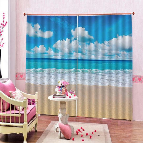 

seaside scenery отпечатано blackout шторы для гостиной спальни портьеры decor пользовательские настройки любого размера