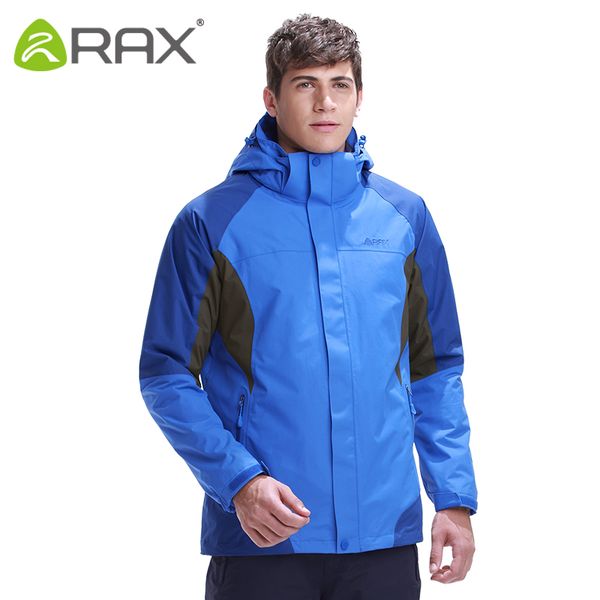 

rax hiking jackets men softshell jacket waterproof windproof hiking jacket 3 in 1 outdoor windbreaker warm women coat 43-1a039, Blue;black