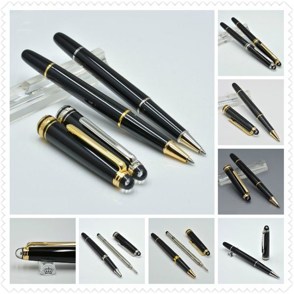

classic 163 black resin roller ball pen with crystal head office stationery supplies luxury write ball pens gift, Blue;orange