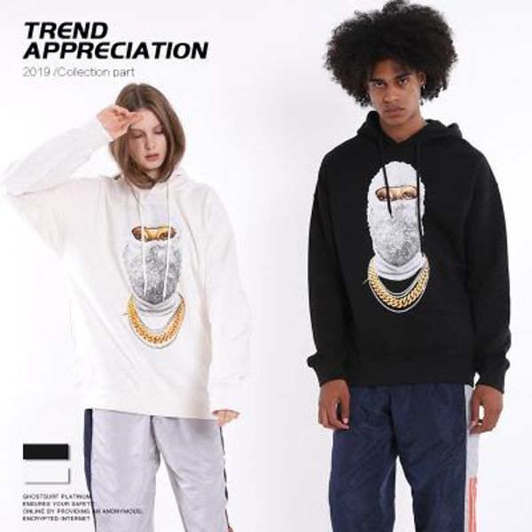 

mens designer hoodies luxury hiphop wear fashion trendy masked mans sweater trendy loose mens clothes 2019 new womens cool pullovers, Black