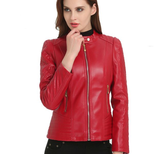

new2018 autumn/winter faux leather clothing lady pu motorcycle leather jacket fashion casual plus size 6xl sale, Black
