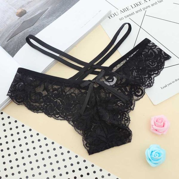 Slip sexy in pizzo Criss Cross Bandage Mutandine a vita bassa See Through Women Underwear G string Perizoma lingerie sexy Abbigliamento donna