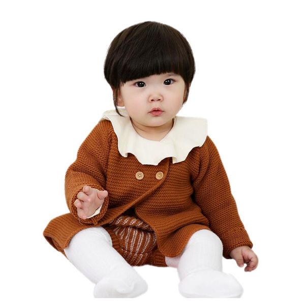 

0-2 лет новорожденные одежда для новорожденных baby boy девушки повседневная одежда с длинным рукавом твердые трикотажные свитера топы шаров, White