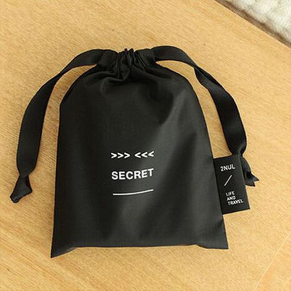 

2020 new cute nylon sanitary napkin bag portable drawstring black storage bag cosmetic makeup case jewelry pouch organizer