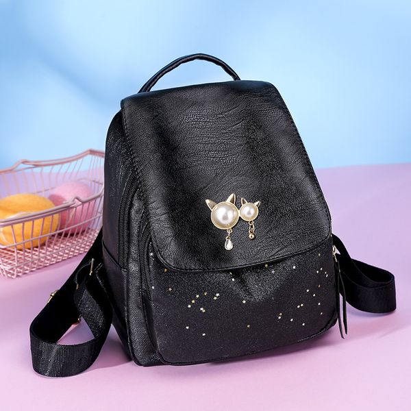 

jiulin travel bagpack transparent-bag shoulder-bags teenage-girls school children pu cat-ear