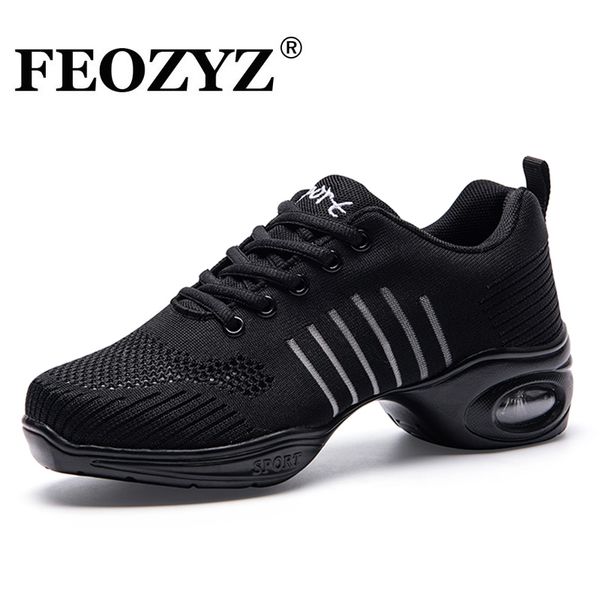 

feozyz new morden dancing shoes for women air cushion indoor sneakers female knit upper breathable dance shoes ladies jazz
