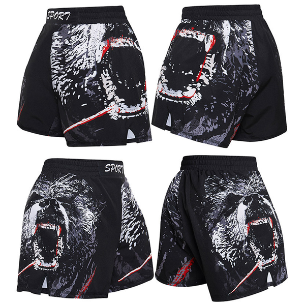 

2020 new children's sports running training shorts animal print fighting shorts gym sports fitness sanda boy, Black;blue